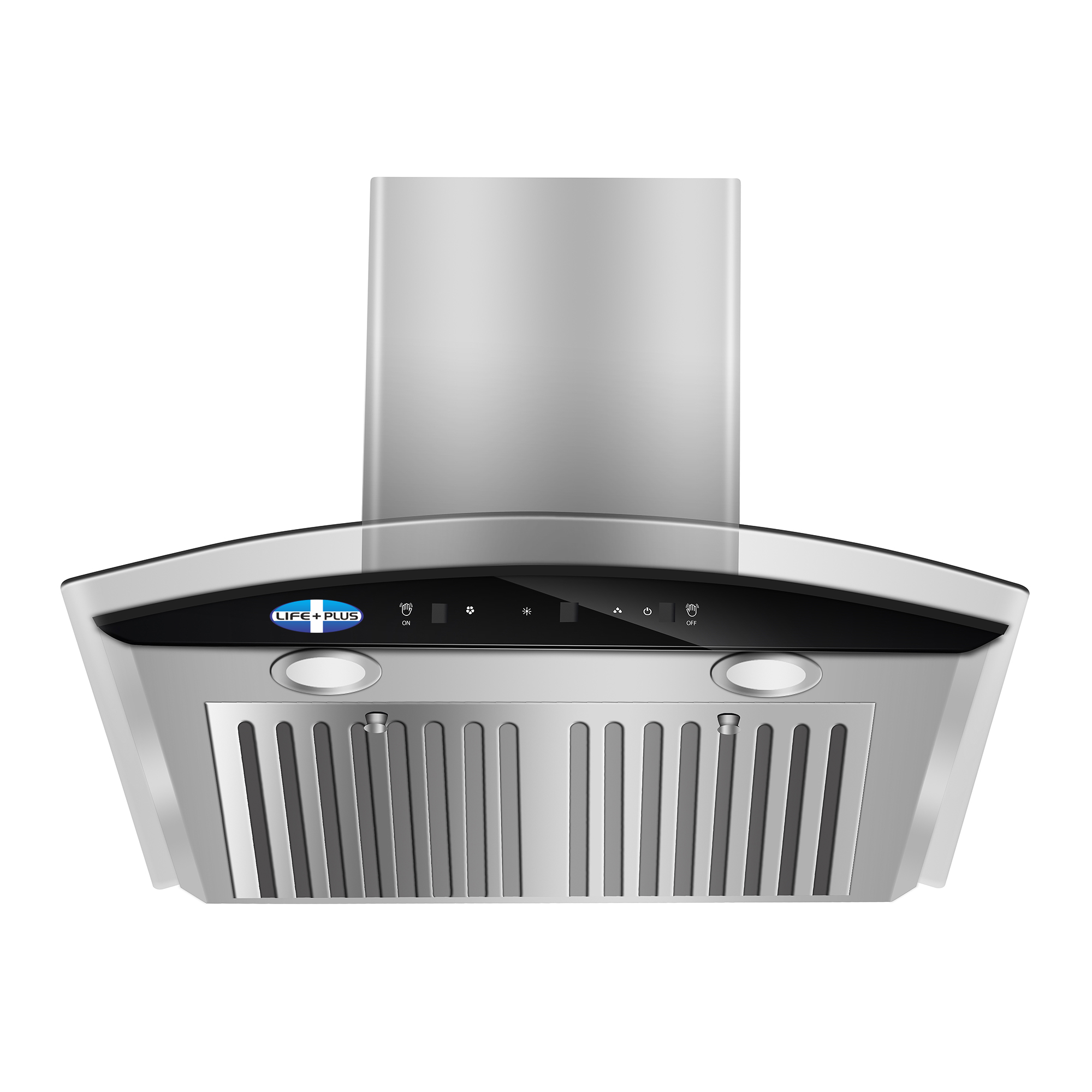 Auto Clean Chimney Curved Glass Baffle Filters with Motion Sensor 60cm 1300 m³/h - (Pearl 1300 SS)