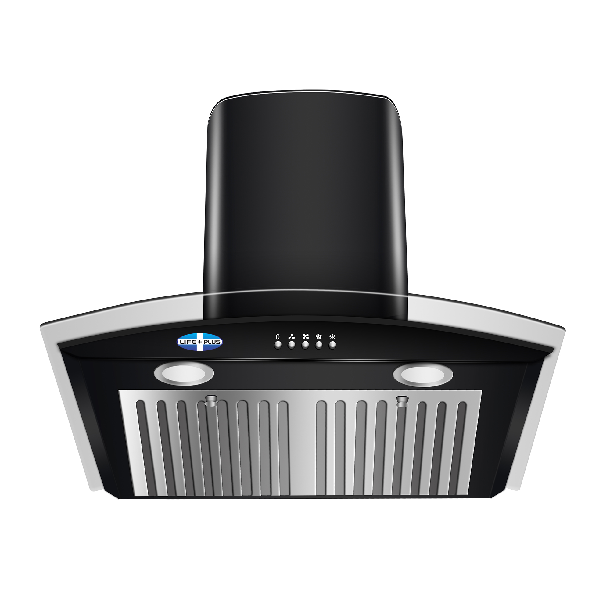 Kitchen Chimney Curved Glass with Push Button Italian Motor Baffle filters 60cm 1200 m3/h -(Pluto BK 1200)